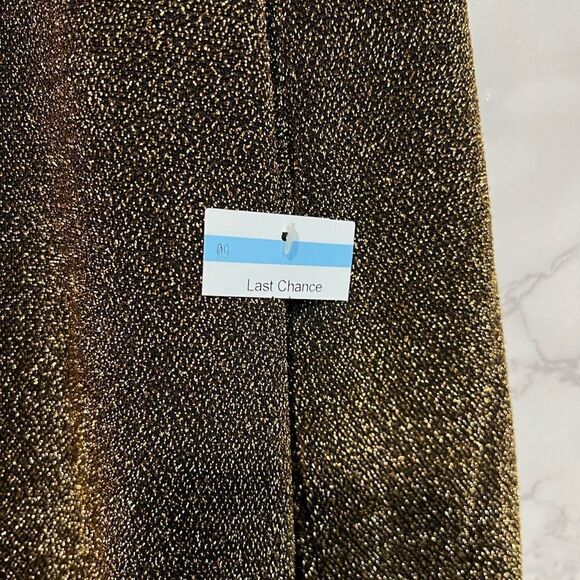 Steve Madden womens gold glitter faux wrap bodysuit Size M long sleeve - Picture 4 of 10